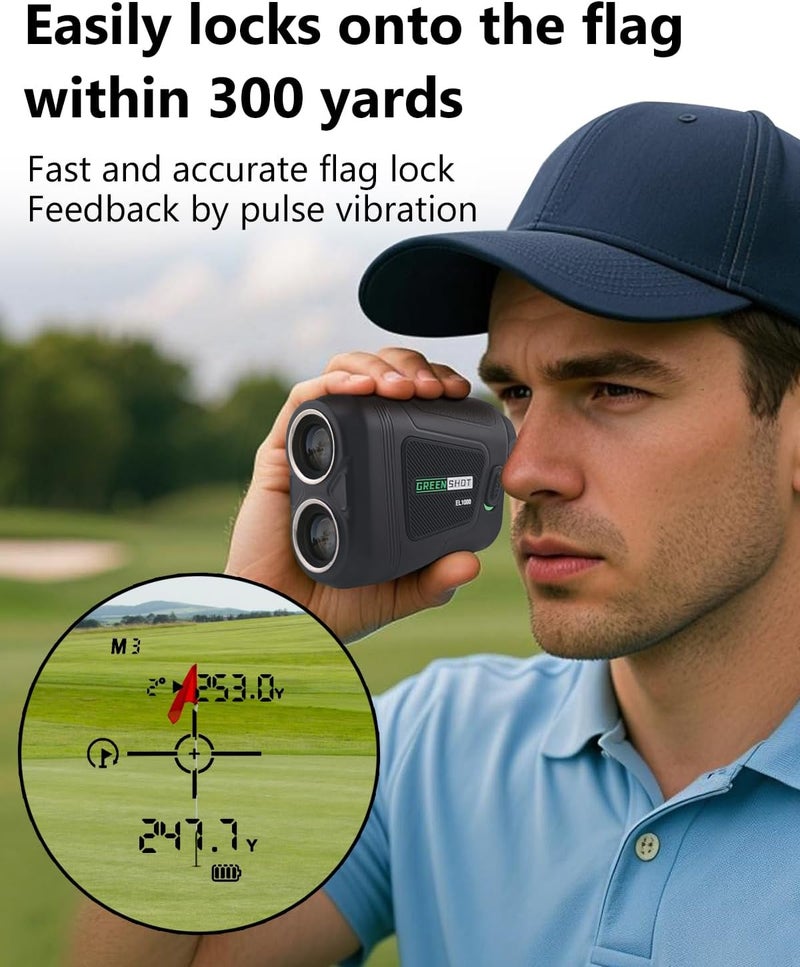 GREEN SHOT Golf Range Finder with Slope - 1200 Yards Range Finder Golf, 6X Magnification Golf Range Finder Magnetic with Flag Pole Locking Vibration, Rechargeable Golf Accessories for Men - Image 5